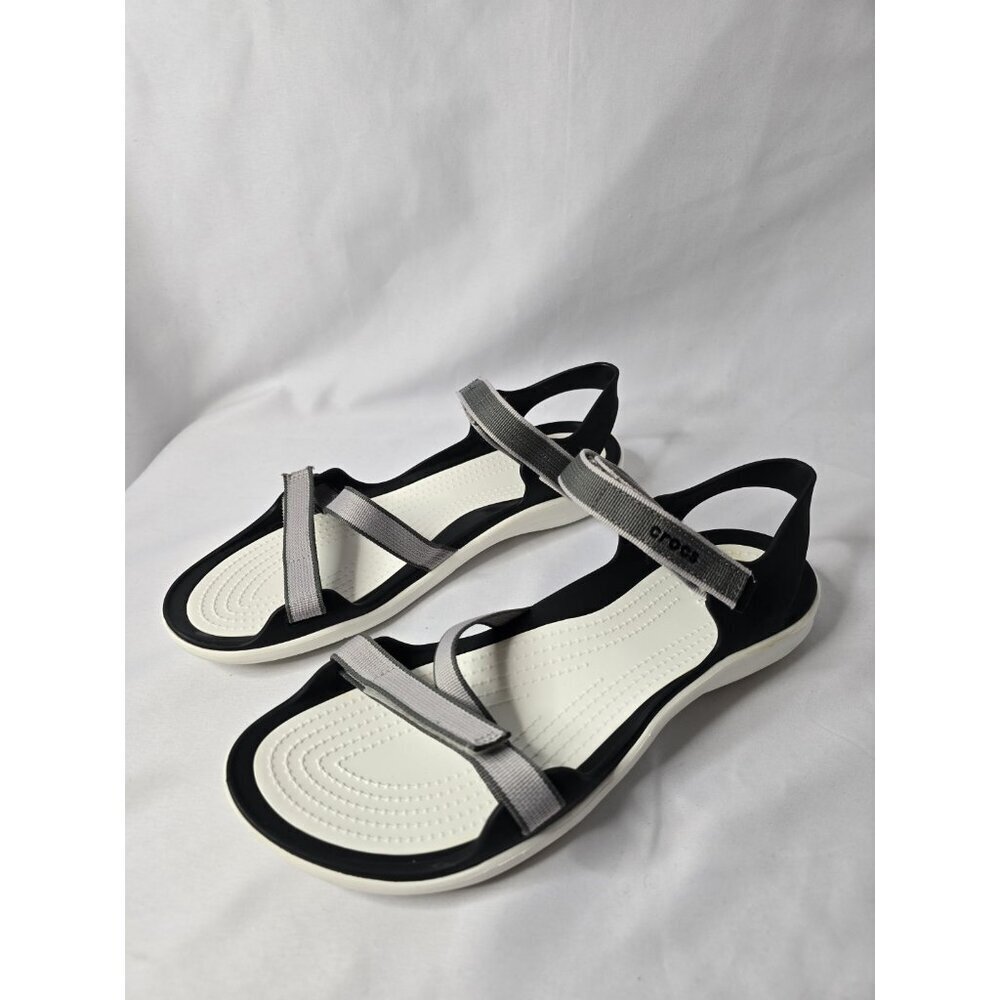 Crocs Swiftwater Webbing Slingback Sandals Women’s Size 10 Black/White
